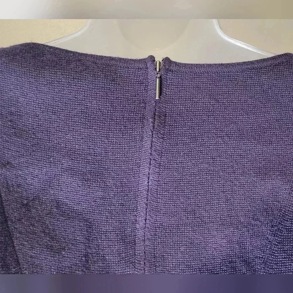 Emerson Rose fit & flare sweater, womens size XS, purple Merino wool scoop neck - Picture 6 of 10